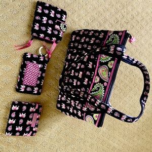 Vera Bradley Pink Elephant tote, wallet, credit card holder and note pad